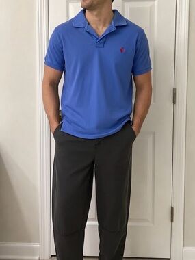 Polo Ralph Lauren Men’s Large Classic Fit Bright Blue with Red Pony Cotton Shirt